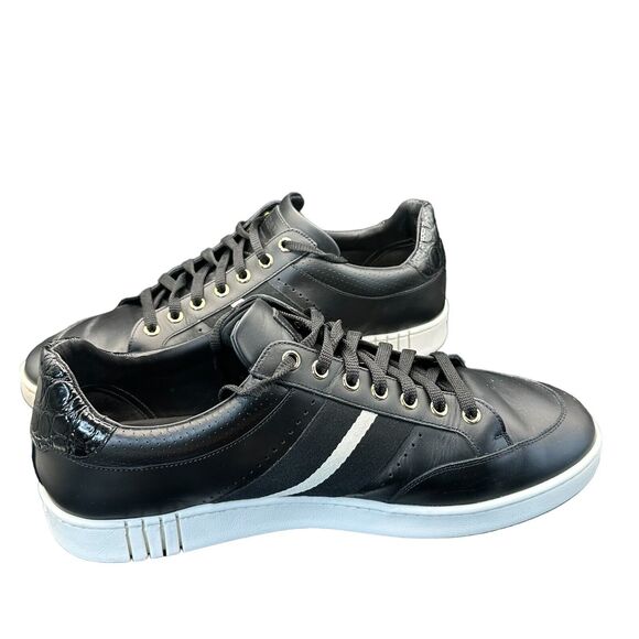 Bally Winton Men’s Leather Sneakers Black Size 12 - Picture 1 of 13